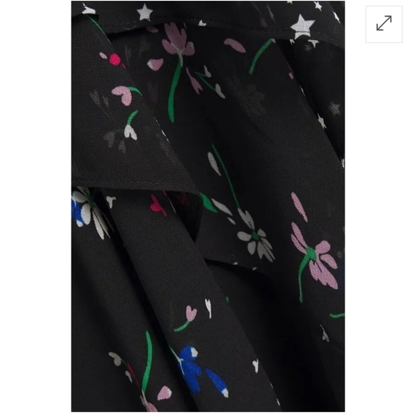 Maje Remix Asymmetric Paneled Floral Black Midi Dress 1 or Small - Picture 12 of 17